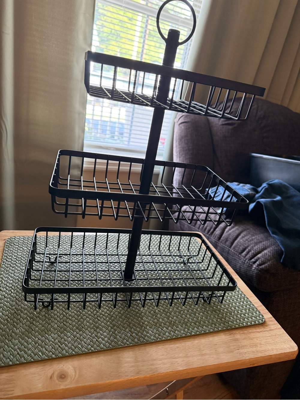 3-Tier Black Metal Wire Organizer Stand